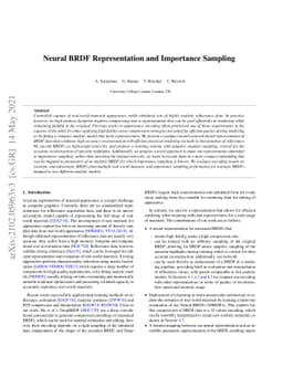 Neural BRDF Representation and Importance Sampling