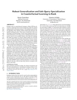 Robust Generalization and Safe Query-Specialization in Counterfactual
  Learning to Rank