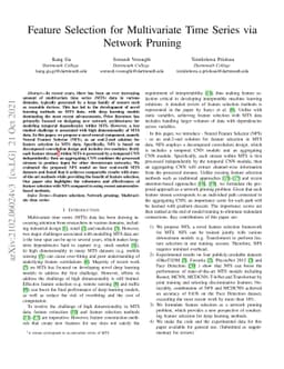 Feature Selection for Multivariate Time Series via Network Pruning