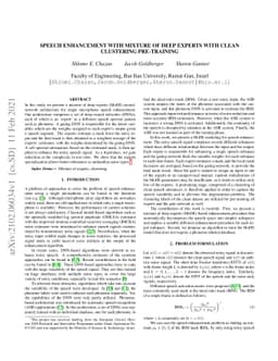 Speech enhancement with mixture-of-deep-experts with clean clustering
  pre-training