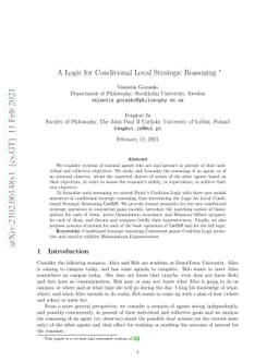 A Logic for Conditional Local Strategic Reasoning