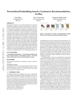Personalized Embedding-based e-Commerce Recommendations at eBay