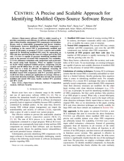 CENTRIS: A Precise and Scalable Approach for Identifying Modified
  Open-Source Software Reuse