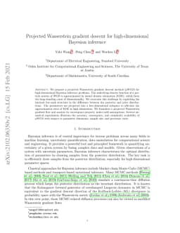 Projected Wasserstein gradient descent for high-dimensional Bayesian
  inference