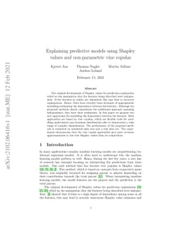 Explaining predictive models using Shapley values and non-parametric
  vine copulas