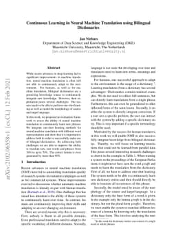 Continuous Learning in Neural Machine Translation using Bilingual
  Dictionaries