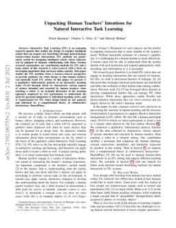 Unpacking Human Teachers' Intentions For Natural Interactive Task
  Learning