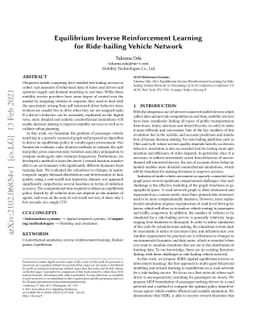 Equilibrium Inverse Reinforcement Learning for Ride-hailing Vehicle
  Network