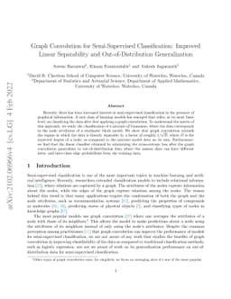 Graph Convolution for Semi-Supervised Classification: Improved Linear
  Separability and Out-of-Distribution Generalization