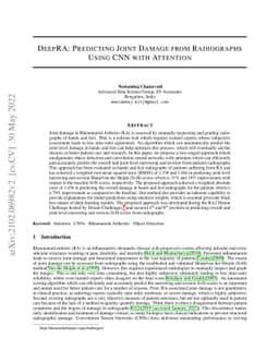 DeepRA: Predicting Joint Damage From Radiographs Using CNN with
  Attention