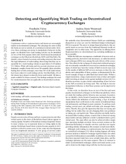 Detecting and Quantifying Wash Trading on Decentralized Cryptocurrency
  Exchanges