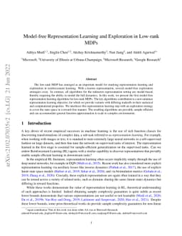 Model-free Representation Learning and Exploration in Low-rank MDPs