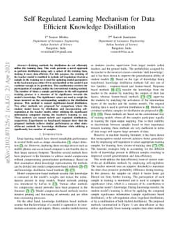 Self Regulated Learning Mechanism for Data Efficient Knowledge
  Distillation