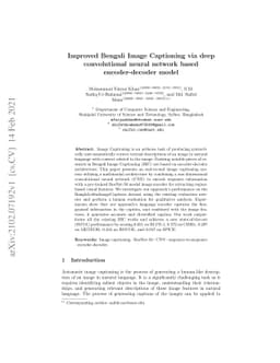 Improved Bengali Image Captioning via deep convolutional neural network
  based encoder-decoder model