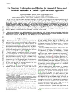 On Topology Optimization and Routing in Integrated Access and Backhaul
  Networks: A Genetic Algorithm-based Approach