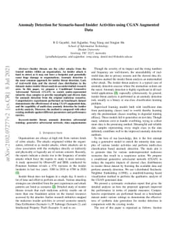 Anomaly Detection for Scenario-based Insider Activities using CGAN
  Augmented Data