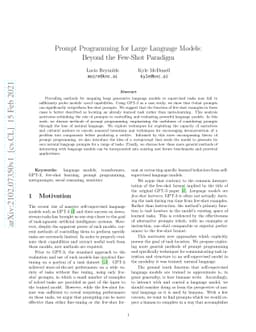 Prompt Programming for Large Language Models: Beyond the Few-Shot
  Paradigm