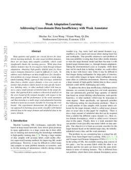 Weak Adaptation Learning -- Addressing Cross-domain Data Insufficiency
  with Weak Annotator