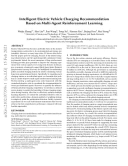 Intelligent Electric Vehicle Charging Recommendation Based on
  Multi-Agent Reinforcement Learning
