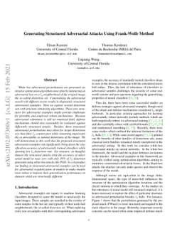 Generating Structured Adversarial Attacks Using Frank-Wolfe Method