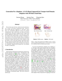 Generation For Adaption: A GAN-Based Approach for 3D Domain Adaption
  with Point Cloud Data
