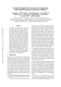 Beyond the English Web: Zero-Shot Cross-Lingual and Lightweight
  Monolingual Classification of Registers