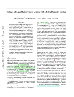 Scaling Multi-Agent Reinforcement Learning with Selective Parameter
  Sharing