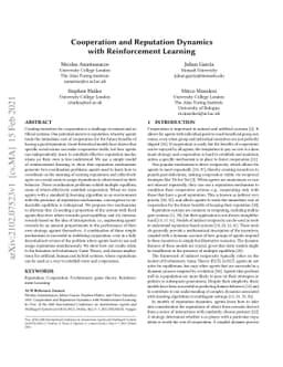 Cooperation and Reputation Dynamics with Reinforcement Learning