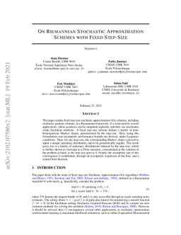 On Riemannian Stochastic Approximation Schemes with Fixed Step-Size