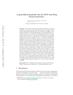A generalized quadratic loss for SVM and Deep Neural Networks