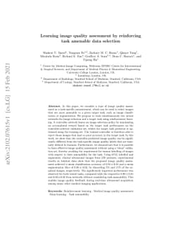 Learning image quality assessment by reinforcing task amenable data
  selection