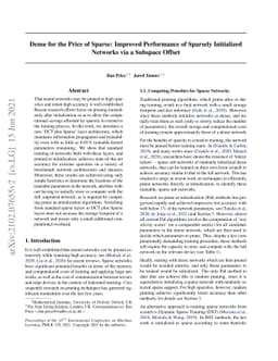 Dense for the Price of Sparse: Improved Performance of Sparsely
  Initialized Networks via a Subspace Offset
