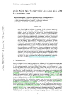 Zero-Shot Self-Supervised Learning for MRI Reconstruction