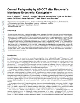 Corneal Pachymetry by AS-OCT after Descemet's Membrane Endothelial
  Keratoplasty