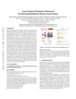 User-Inspired Posterior Network for Recommendation Reason Generation