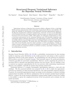 Structured Dropout Variational Inference for Bayesian Neural Networks