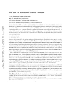 Brief Note: Fast Authenticated Byzantine Consensus