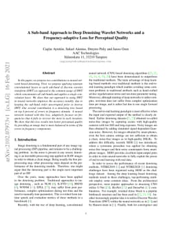 A Sub-band Approach to Deep Denoising Wavelet Networks and a
  Frequency-adaptive Loss for Perceptual Quality