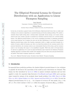 The Elliptical Potential Lemma for General Distributions with an
  Application to Linear Thompson Sampling