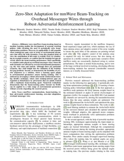 Zero-Shot Adaptation for mmWave Beam-Tracking on Overhead Messenger
  Wires through Robust Adversarial Reinforcement Learning