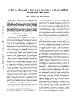 On the use of generative deep neural networks to synthesize artificial
  multichannel EEG signals