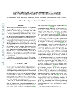 Large-Context Conversational Representation Learning: Self-Supervised
  Learning for Conversational Documents