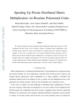 Speeding Up Private Distributed Matrix Multiplication via Bivariate
  Polynomial Codes