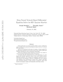 Deep Neural Network Based Differential Equation Solver for HIV Enzyme
  Kinetics