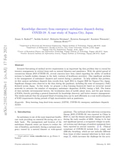 Knowledge discovery from emergency ambulance dispatch during COVID-19: A
  case study of Nagoya City, Japan