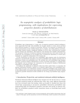 An asymptotic analysis of probabilistic logic programming, with
  implications for expressing projective families of distributions