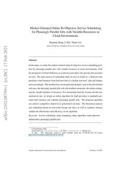 Market-Oriented Online Bi-Objective Service Scheduling for Pleasingly
  Parallel Jobs with Variable Resources in Cloud Environments