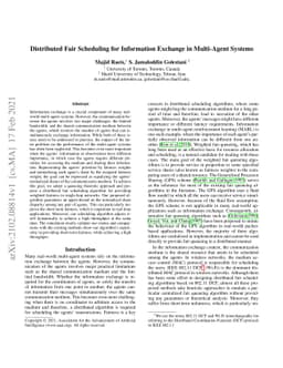 Distributed Fair Scheduling for Information Exchange in Multi-Agent
  Systems