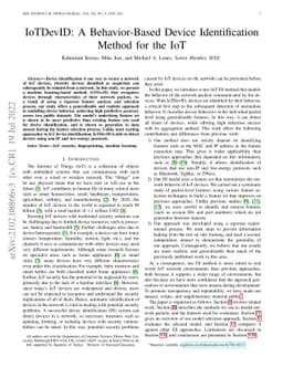 IoTDevID: A Behavior-Based Device Identification Method for the IoT