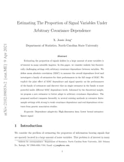 Estimating The Proportion of Signal Variables Under Arbitrary Covariance
  Dependence